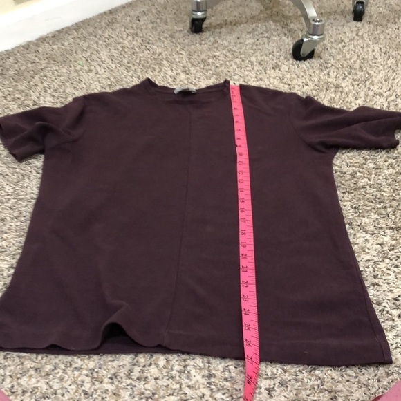COS T-Shirt Top Size Small Eggplant Dark Purple Ribbed Cotton Short Sleeve - Picture 9 of 11